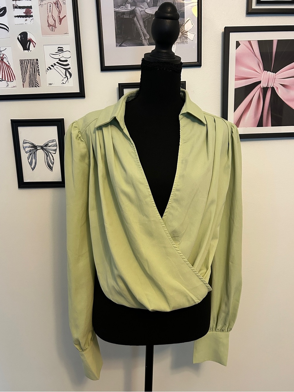 Fashion Nova Pistachio Wrap Blouse - Women Tops